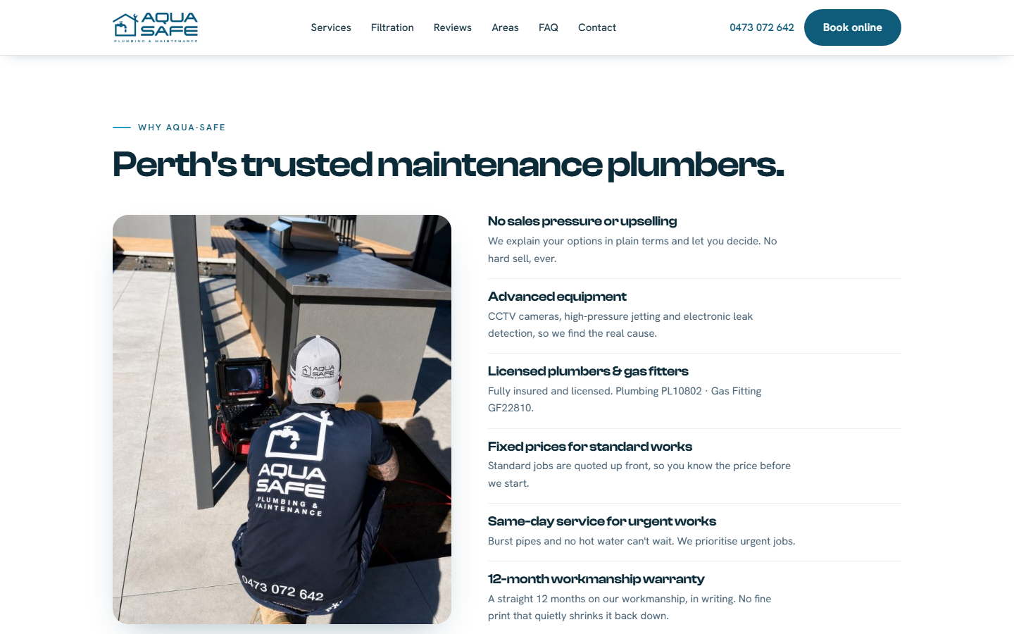Why Aqua-Safe — the promises that matter to someone letting a tradesperson into the house