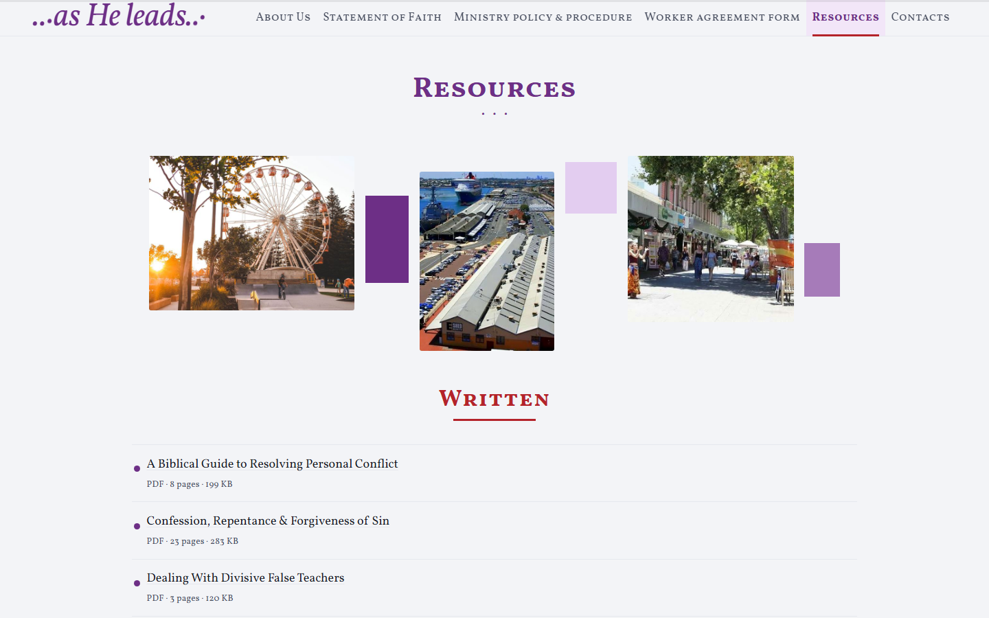 Resources: the ministry’s booklets as PDFs, each with its page count and size