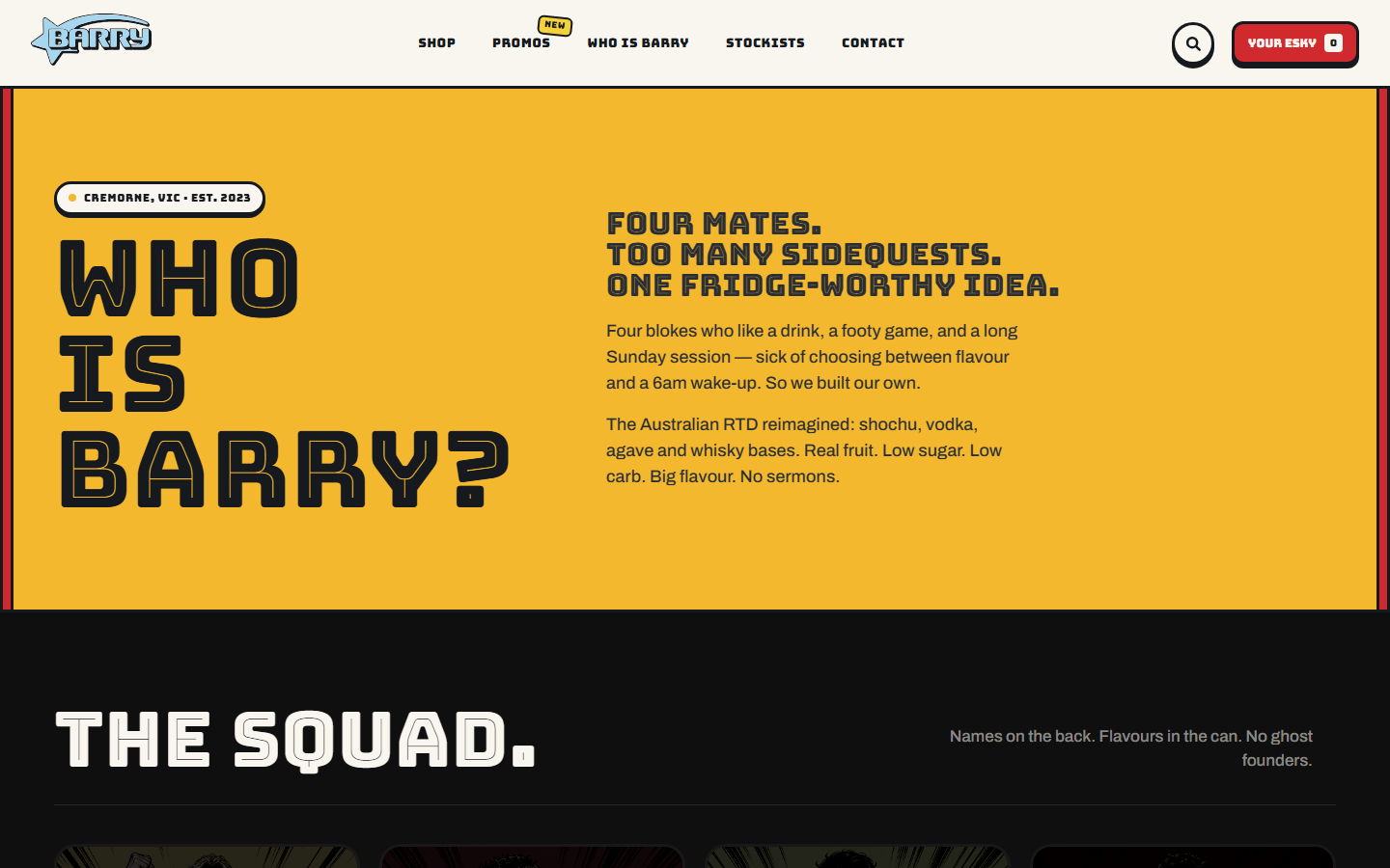 "Who is Barry?" brand origin page.