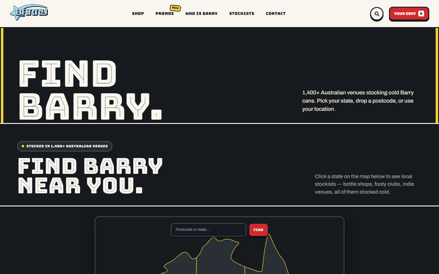 Interactive Australia stockist map.