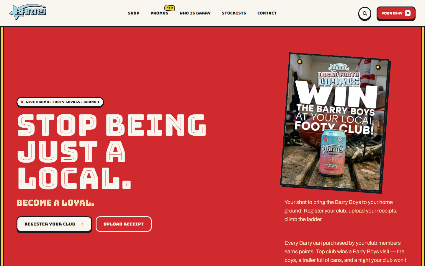 Footy Loyals loyalty programme page.