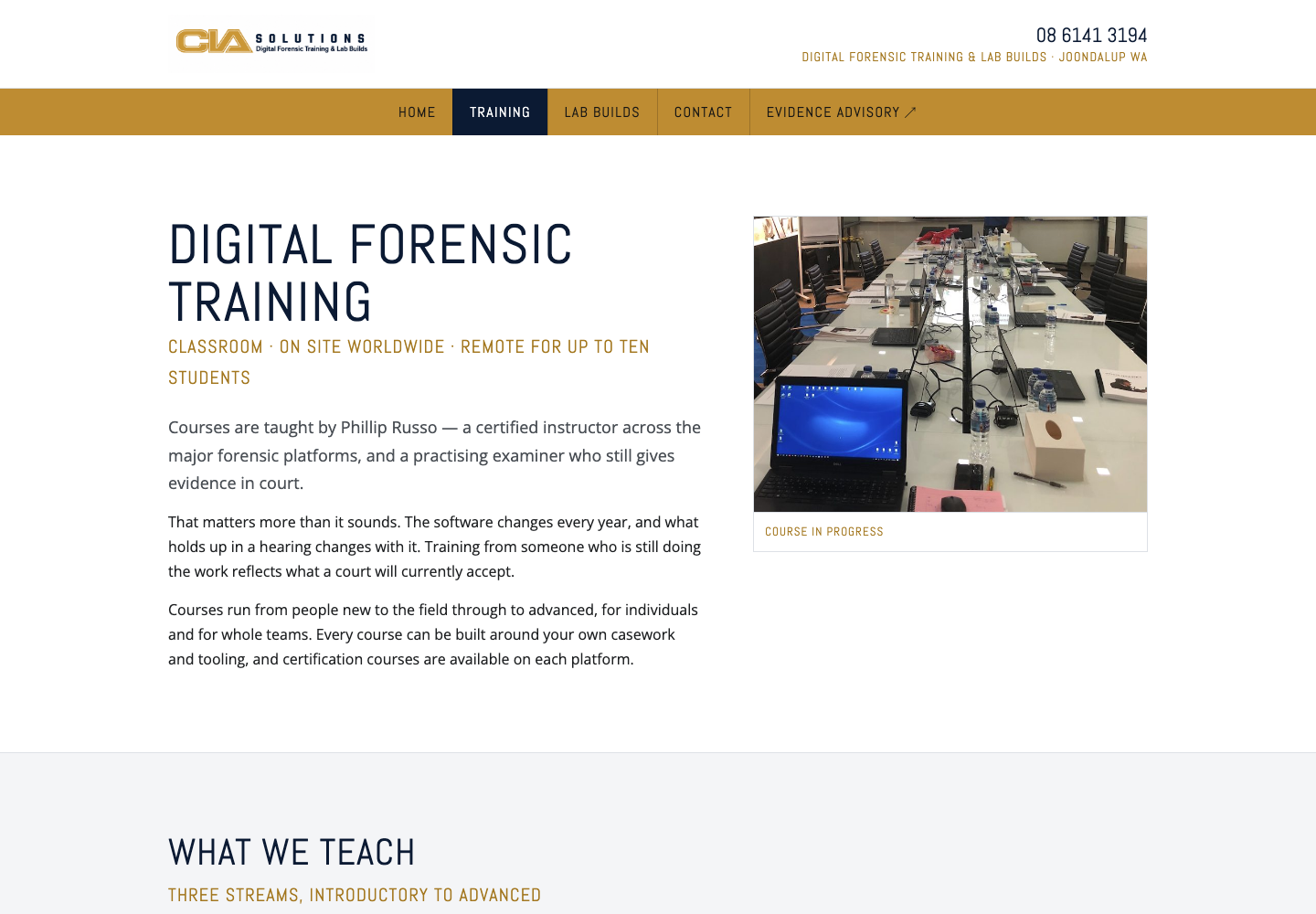 Training — courses, who they are for, and the instructor