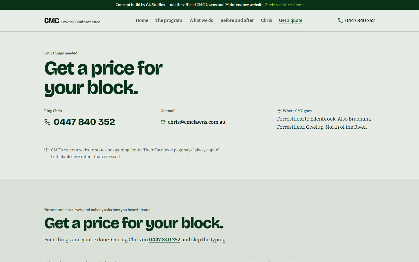 Get a quote. Every keystroke mirrors to localStorage, so a reload never costs the customer their typing