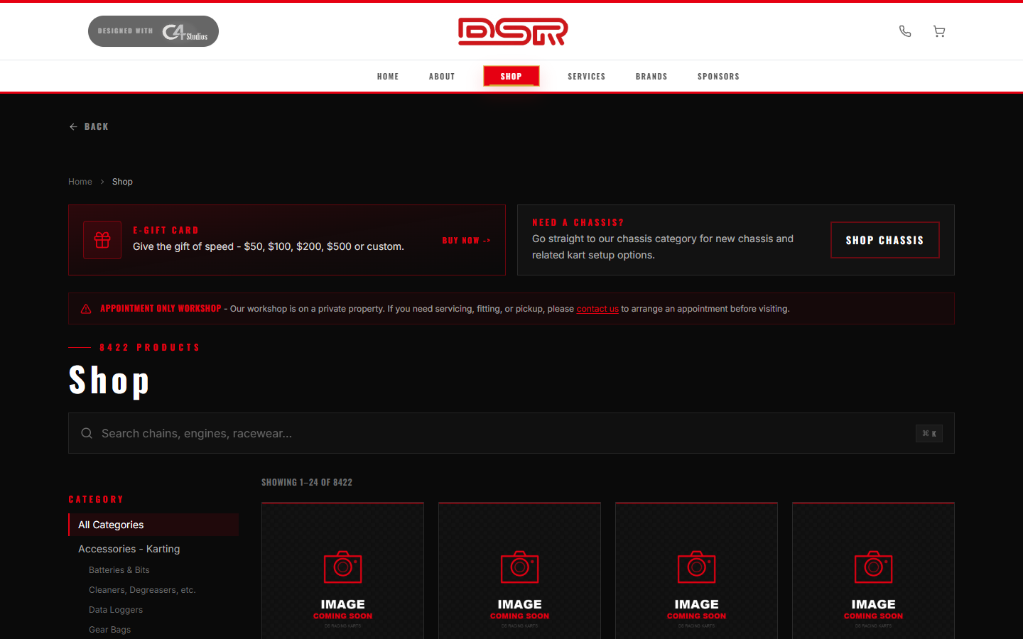 Shop page with filters and products