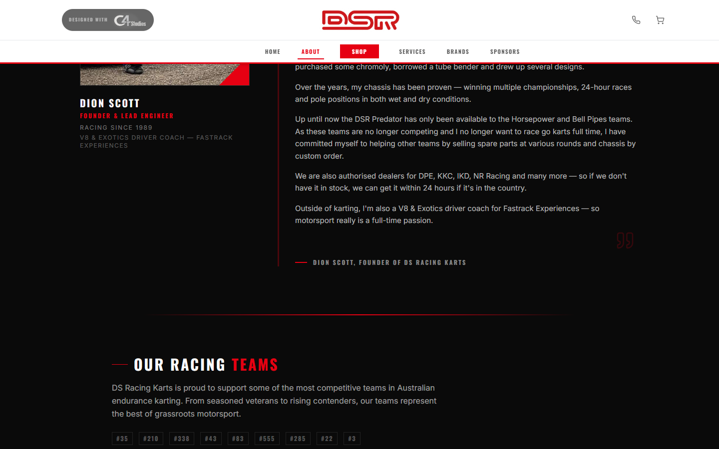 Racing teams carousel