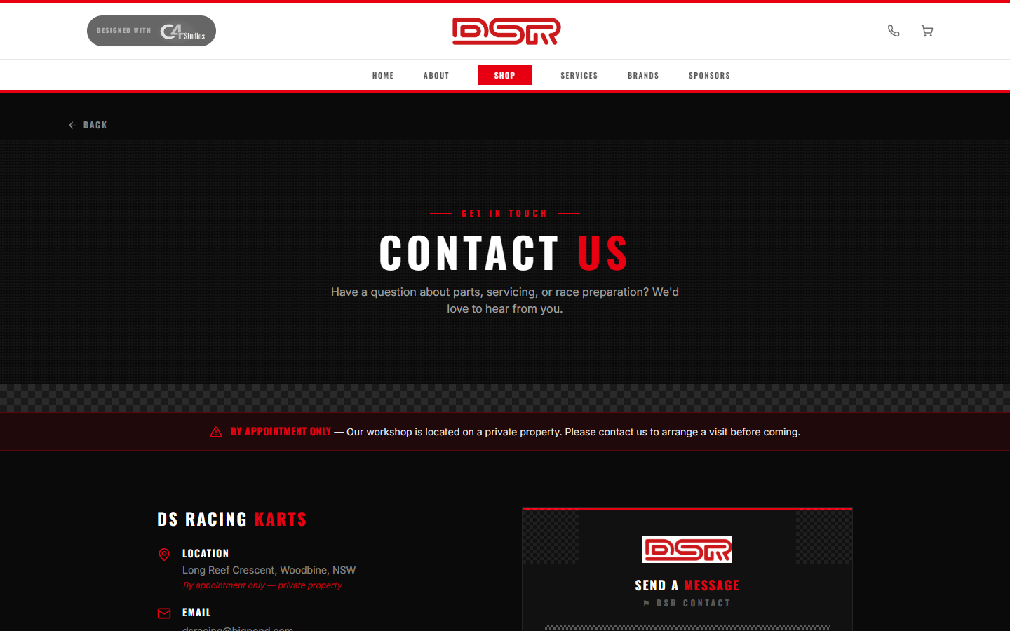 Contact page with form