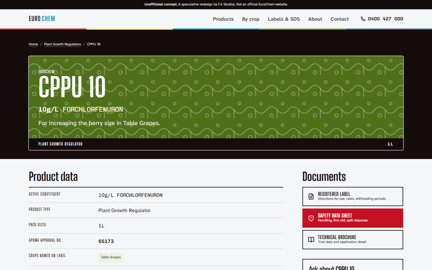 CPPU 10. The only product carrying verified APVMA data, because it is the only brochure with readable text
