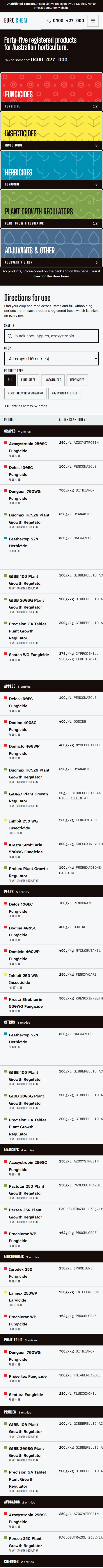 EuroChem's live site on a phone, from the top of the home page down