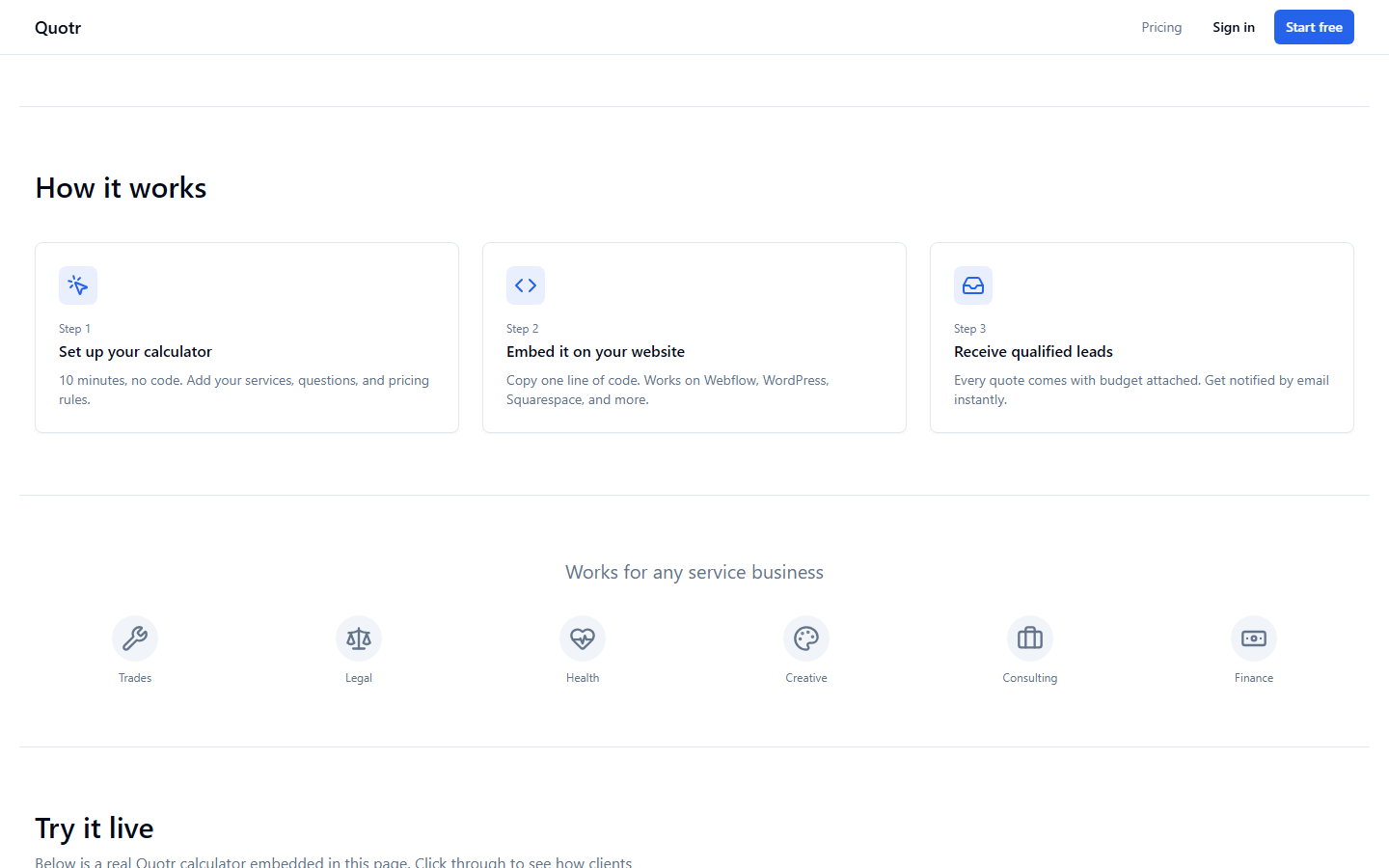 How it works — three steps.