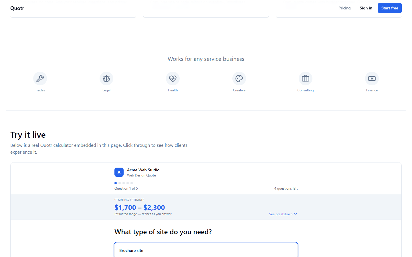 Live embeddable calculator demo.