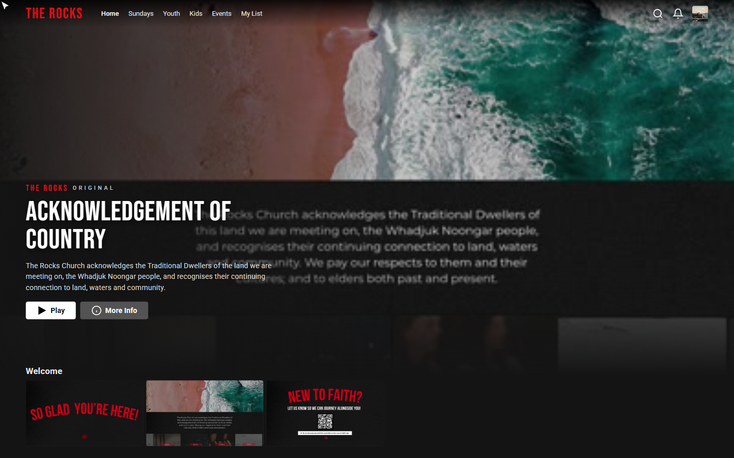 Browse — the billboard rotates through featured content above the rows