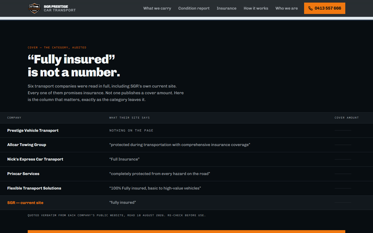 Insurance stated as facts, with visible ruled blanks where the owner still has to supply one
