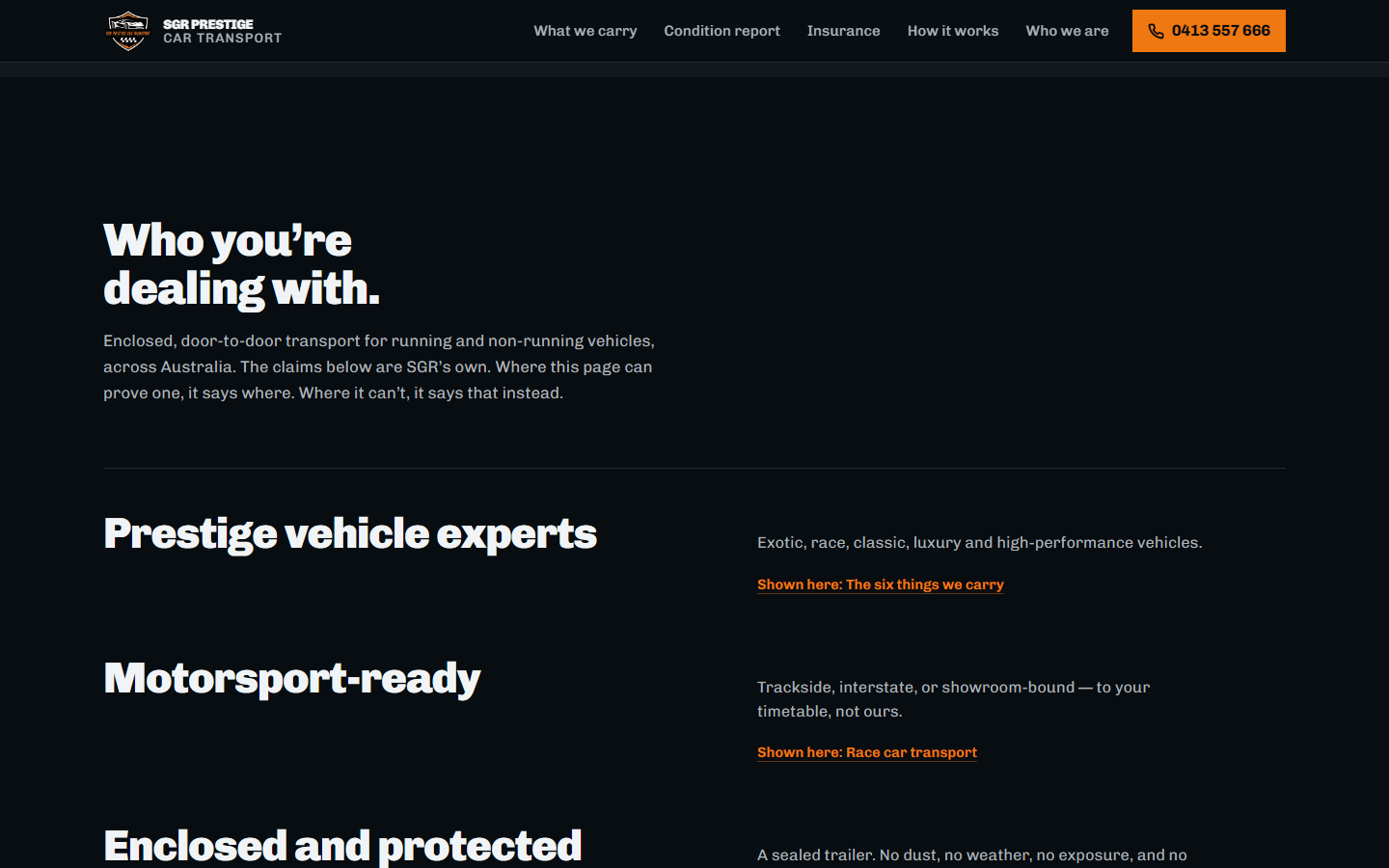 Who you’re dealing with. SGR’s own claims set large, each pointing to where the page backs it up