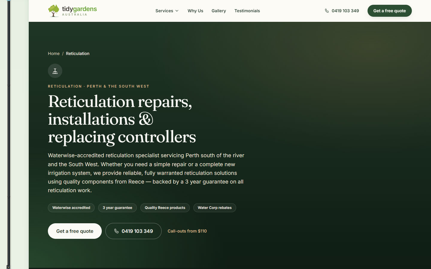 Reticulation — repairs & installations