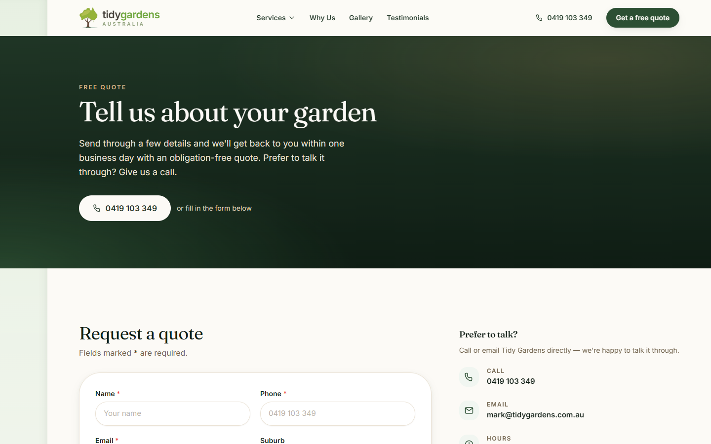 Quote-request form
