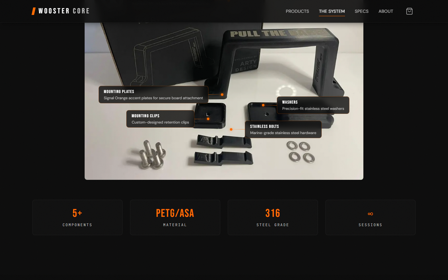 Exploded system view with annotated leader lines.